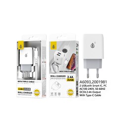 ADAPTADOR DE CARREGADOR ONEPLUS A6093 BL COM 2 PORTAS USB DE RECONHECIMENTO INTELIGENTE 2.4A MÁX. BRANCO ADAPTADOR DE CARREGADOR ONEPLUS A6093 BL COM 2 PORTAS USB DE RECONHECIMENTO INTELIGENTE 2.4A MÁX. BRANCO